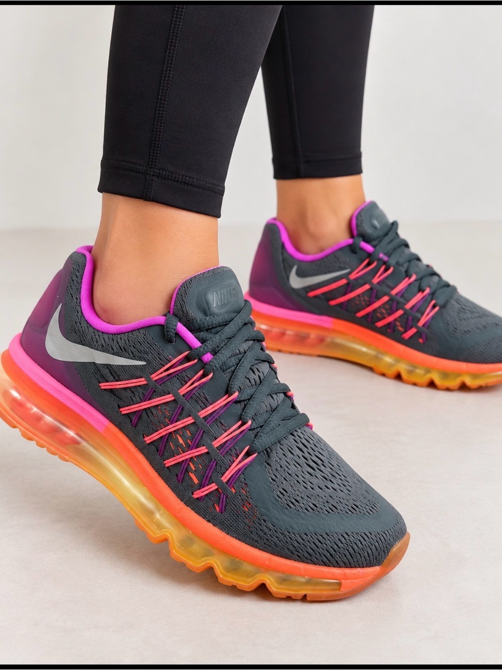 Nike Air Max 2015 GS Youth 5Y / Women’s 6.5 Gray Pink Orange 705458-001